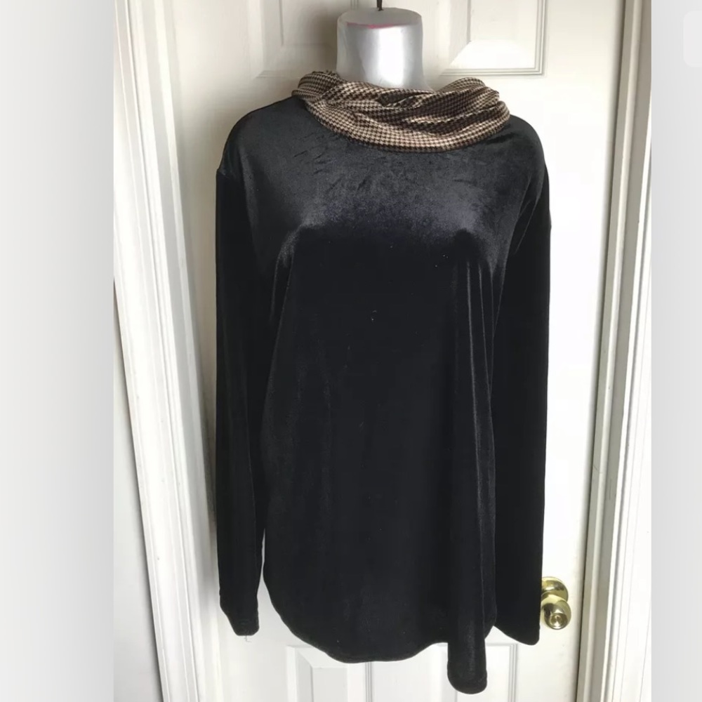 Coldwater Creek Cowlneck- Velvet Velour Top XL